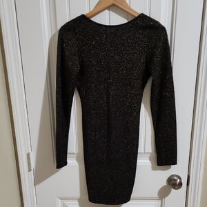Bozzolo Black Sparkle Long Sleeve Dress